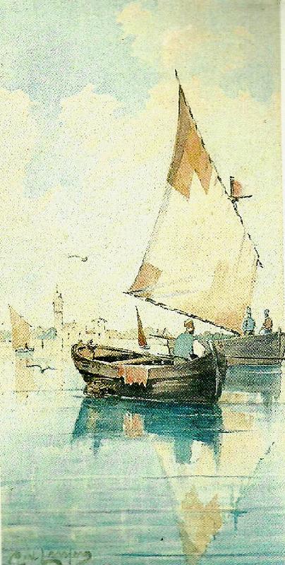 Carl Larsson segelekor vid sydlandsk stad oil painting image